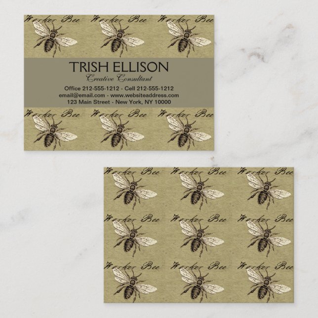 Tarjeta De Visita Antigüedad del Ilustracion de los insectos de los  (Anverso / Reverso)