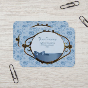 Tarjeta De Visita Antigüedad elegante azul soñadora floral románt