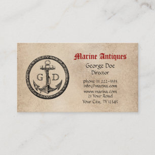 Tarjeta De Visita Antigüedades marinas con el monograma