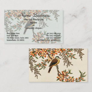 Tarjeta De Visita Antiguo Chino Flor & Pájaro, Jardín Vintage