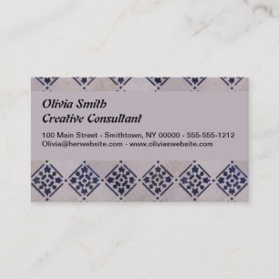 Tarjeta De Visita Antiguo Delft Tile Blue: Patrón de arte holandés c