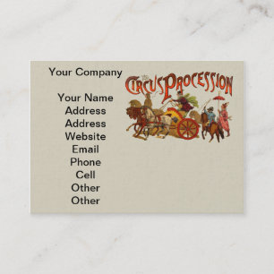 Tarjeta De Visita Antiguo desfile de circo serpentea caballos