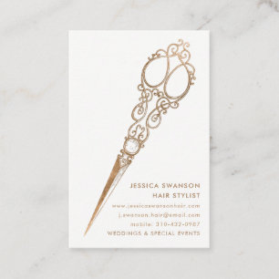 Tarjeta De Visita Antiguo Faux Gold Shears Scisor Stylist