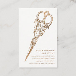 Tarjeta De Visita Antiguo Faux Gold Shears Scissor 2 Estilista