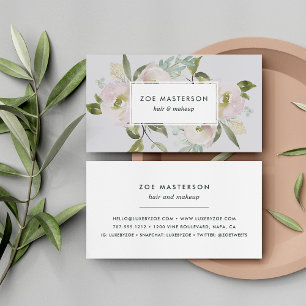 Tarjeta De Visita Antiguo florecimiento   Floral acuática elegante