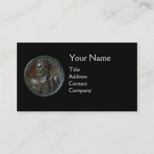 Tarjeta De Visita ANTIGUO ROMANO BRONZE MEDALLION MONOGRAM Negro