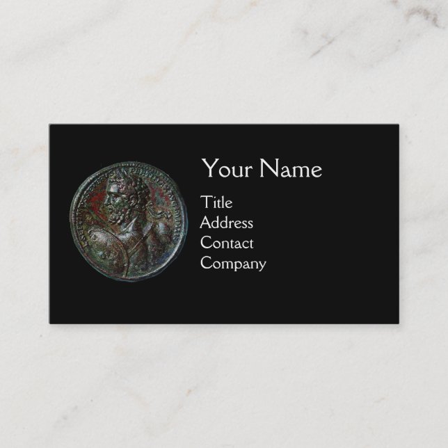 Tarjeta De Visita ANTIGUO ROMANO BRONZE MEDALLION MONOGRAM Negro (Anverso)