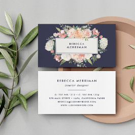 Tarjeta De Visita Antiguo Rubor Floral y Marina