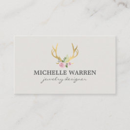 Tarjeta De Visita Antillas de oro bohemias con flores II