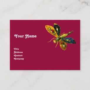 Tarjeta De Visita ANTIQUE DRAGONFLY JEWEL, Borgoña Roja
