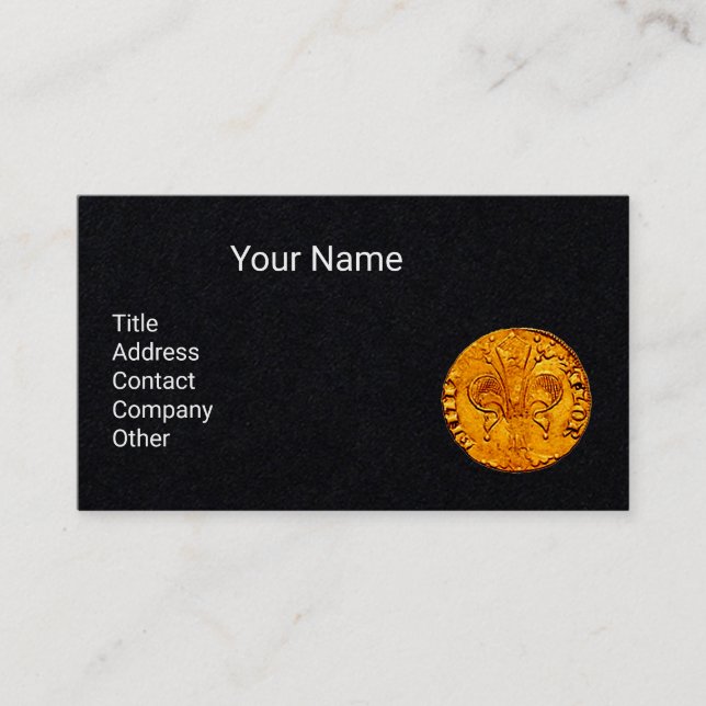 Tarjeta De Visita ANTIQUE GOLD FLORENTINE FORINT Black Paper (Anverso)