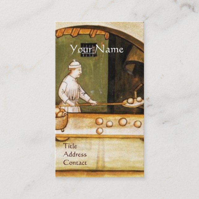 TARJETA DE VISITA ANTIQUE OVEN BAKER ,BAKERY BREAD TIENDA MONOGRAM (Anverso)