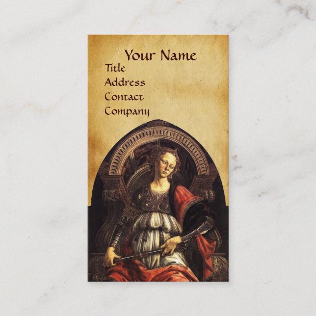 TARJETA DE VISITA ANTIQUE RENAISSANCE TAROTS 11 PARCHMENT FORTITUDE (Anverso)