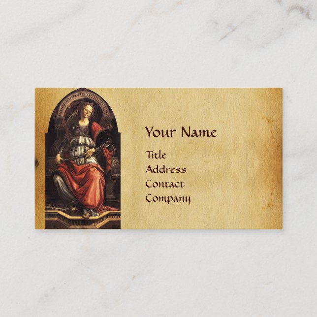 TARJETA DE VISITA ANTIQUE RENAISSANCE TAROTS 11 PARCHMENT FORTITUDE (Anverso)