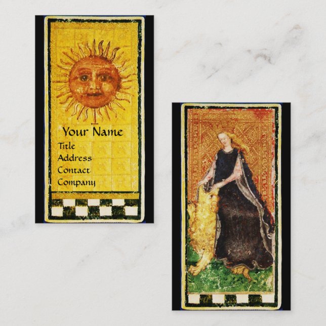 TARJETA DE VISITA ANTIQUE RENAISSANCE TAROTS SUN,FORTITUDE FORTALECI (Anverso / Reverso)