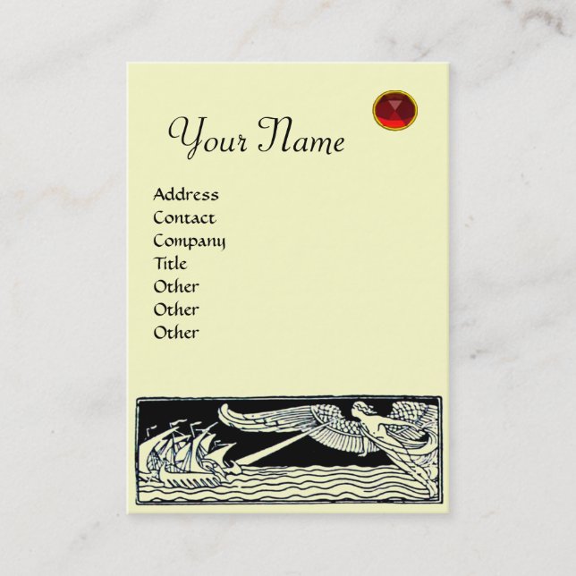 Tarjeta De Visita ANTIQUE VESSELS RED RUBY MONOGRAM Marfil Negro (Anverso)