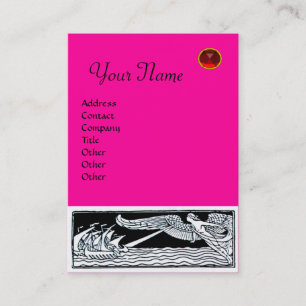 Tarjeta De Visita ANTIQUE VESSELS RUBY MONOGRAM Fuchsia rosa negro