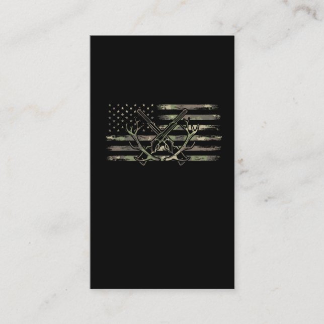 Tarjeta De Visita Antler, cazador de ciervos de la bandera estadouni (Anverso)