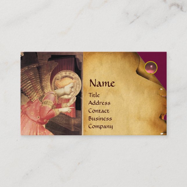 TARJETA DE VISITA ANUNCIACIÓN ANGEL IIN ORO Y ROPA (Anverso)
