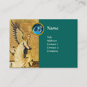 Tarjeta De Visita ANUNCIACIÓN ANGEL MONOGRAM, azozafiro, verde