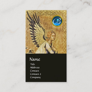 Tarjeta De Visita ANUNCIACIÓN ANGEL MONOGRAM, plata azul zafiro