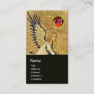 Tarjeta De Visita ANUNCIACIÓN ANGEL MONOGRAM, rubí rojo, negro