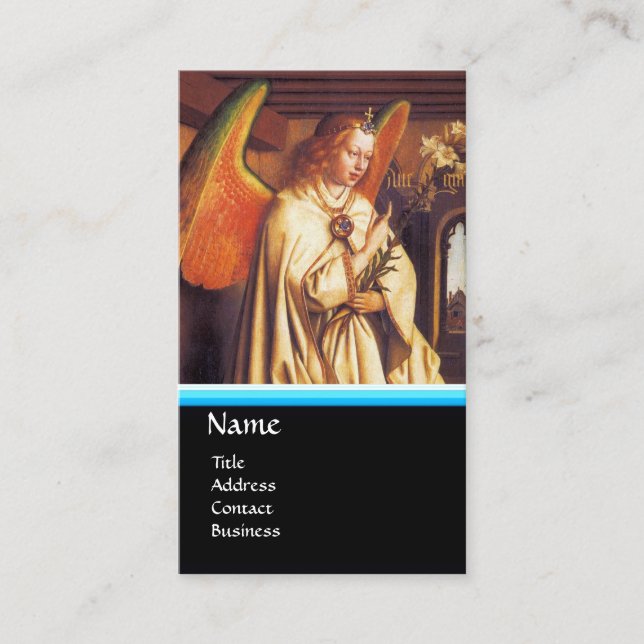 Tarjeta De Visita ANUNCIACIÓN ANGEL MONOGRAM, zafiro azul (Anverso)