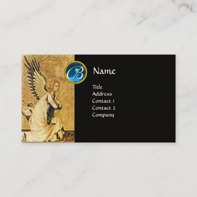 Tarjeta De Visita ANUNCIACIÓN ANGEL MONOGRAM, zafiro azul (Anverso)