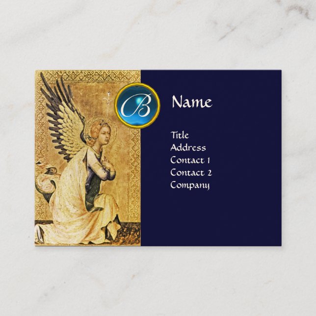 Tarjeta De Visita ANUNCIACIÓN ANGEL MONOGRAM, zafiro azul (Anverso)