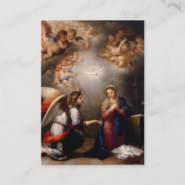 Tarjeta De Visita Anunciación española Virgen María Angelus Prayer (Anverso)