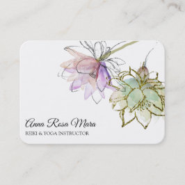 Tarjeta De Visita *~* AP32 Logo rosa Flor Zen QR Yoga