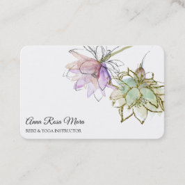 Tarjeta De Visita *~* AP32 Logotipo de flores de yoga rosa de Lotus 