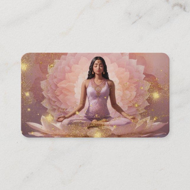 Tarjeta De Visita *~* AP32 Rosa polvoriento estrellas Lotus Woman QR (Anverso)