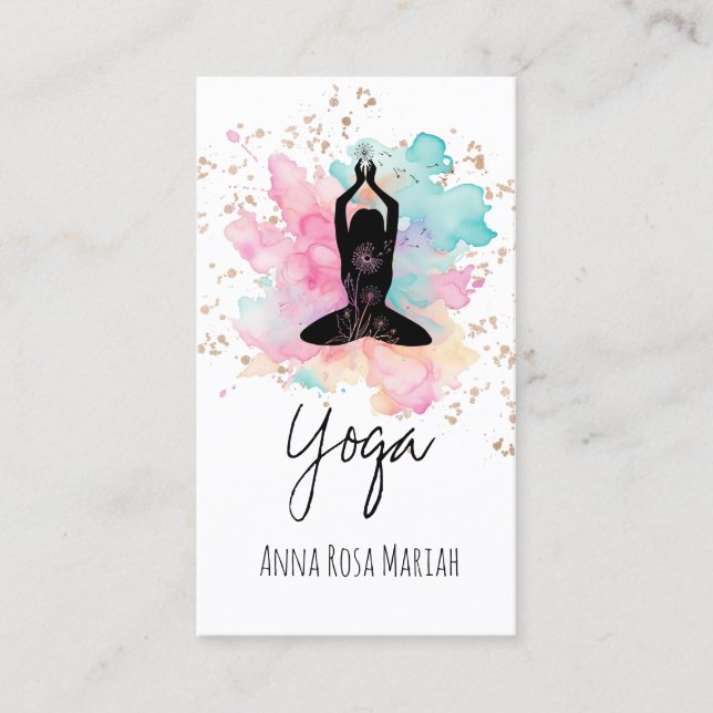 Tarjeta De Visita *~* AP33 Arcoiris Chakra Purpurina espiritual yoga (Anverso)