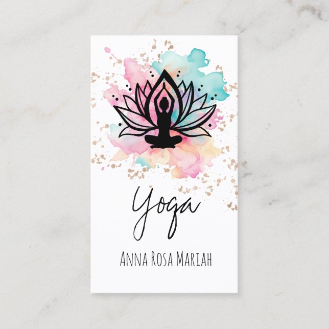 Tarjeta De Visita *~* AP33 Yoga Rainbow Chakra Spiritual Lotus (Anverso)