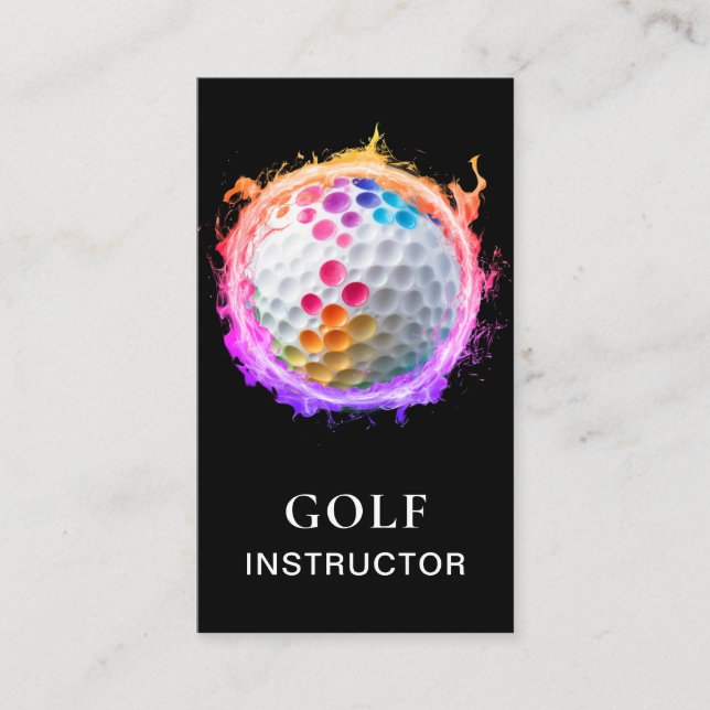 Tarjeta De Visita *~*  AP94 QR Flames Fire Rainbow  Bold Golf Ball  (Anverso)