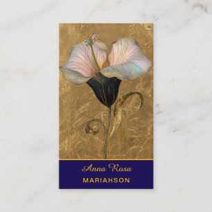Tarjeta De Visita *~* AP98 Flor Elegante Oro 16 Vintage QR