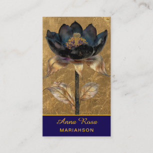 Tarjeta De Visita *~* AP98 Flor Elegante Oro 30 Rico QR Floral