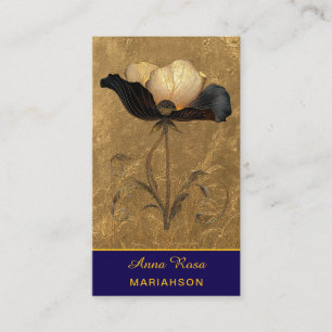 Tarjeta De Visita *~* AP98 Flor Elegante Oro 3 Vintage QR