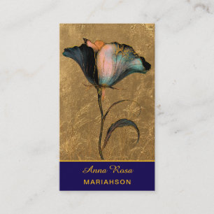 Tarjeta De Visita *~* AP98 Flor Elegante Oro Vintage QR 23