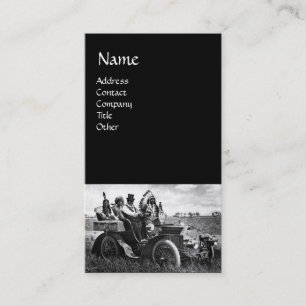 TARJETA DE VISITA APACHES Y GERONIMO CONDUCIENDO UN AUTO MOTOR