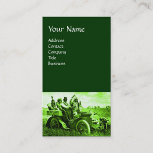 TARJETA DE VISITA APACHES Y GERONIMO CONDUCIENDO UN AUTO MOTOR