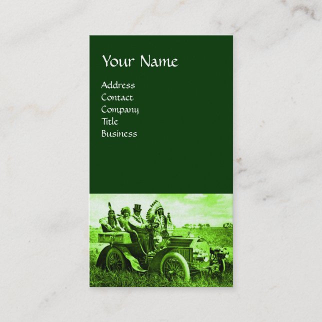 TARJETA DE VISITA APACHES Y GERONIMO CONDUCIENDO UN AUTO MOTOR (Anverso)
