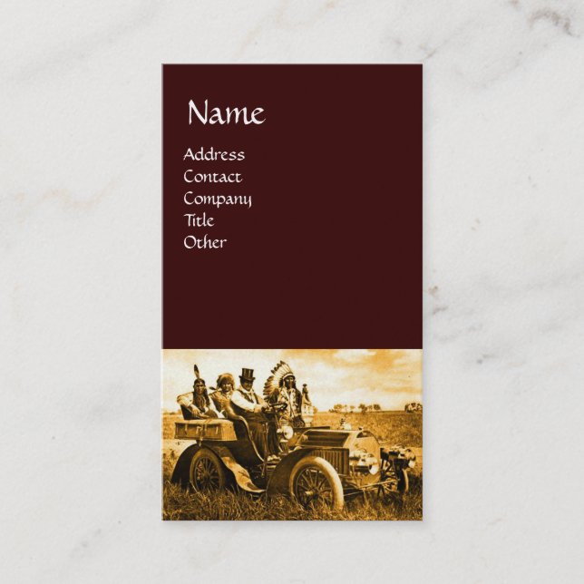 TARJETA DE VISITA APACHES Y GERONIMO CONDUCIENDO UN AUTO MOTOR (Anverso)