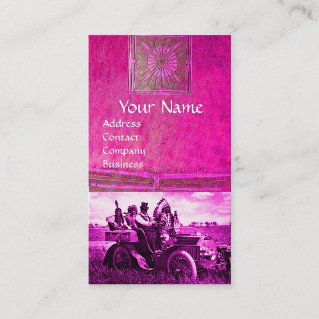 TARJETA DE VISITA APACHES Y GERONIMO CONDUCIENDO UN AUTO MOTOR (Anverso)