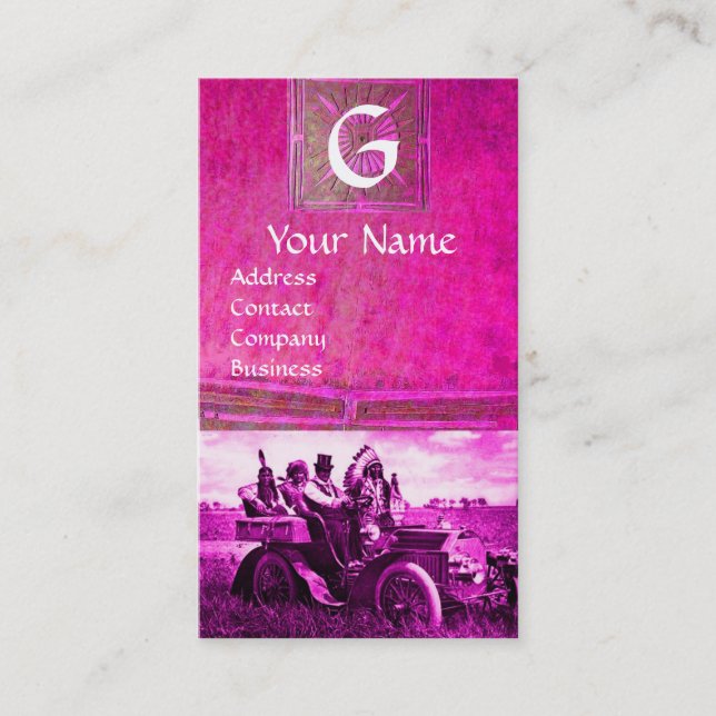 Tarjeta De Visita APACHES Y GERONIMO CONDUCIENDO UN AUTO MOTOR, Mono (Anverso)