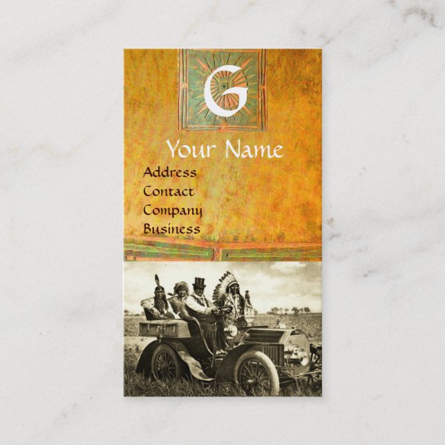 Tarjeta De Visita APACHES Y GERONIMO CONDUCIENDO UN AUTO MOTOR, Mono (Anverso)