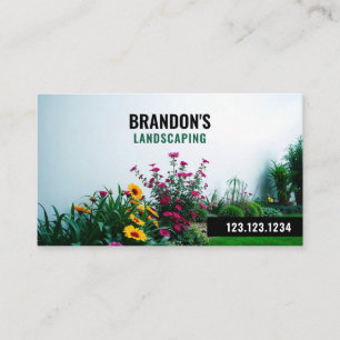 Tarjeta De Visita Apaisado de Jardín Sleek Green Flower Bed