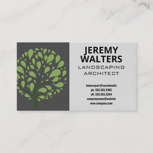Tarjeta De Visita Apaisado | Logotipo de árbol (Anverso)