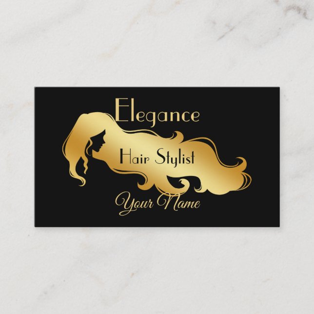 Tarjeta De Visita Aparador negro elegante profesional del pelo del (Anverso)